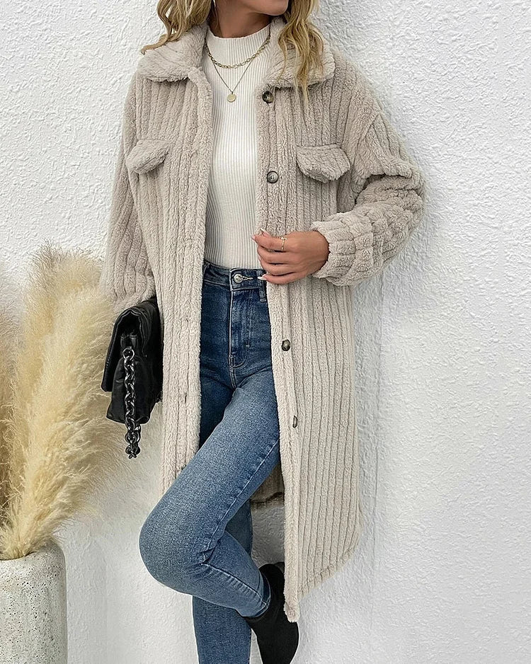 Aurora - manteau d'hiver confortable en peluche à simple boutonnage