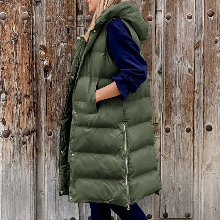 Gilet rembourré avec capuche pour femme