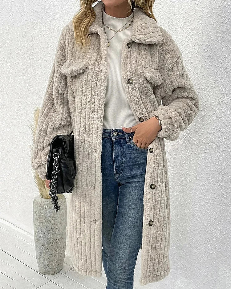 Aurora - manteau d'hiver confortable en peluche à simple boutonnage