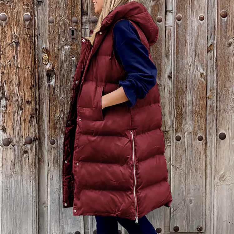 Gilet rembourré avec capuche pour femme