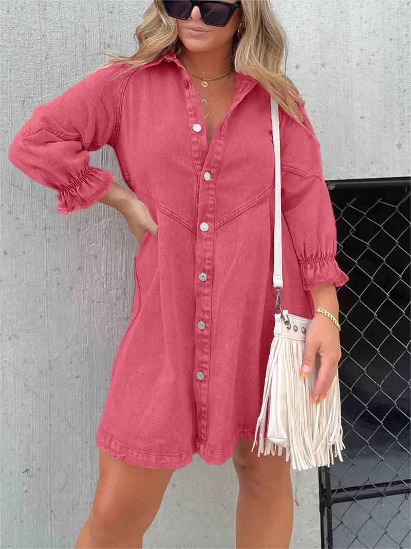 Robe en jean - manches bouffantes - Projet Paris - Style unique et tendance - Confort casual - Parfaite pour un look moderne