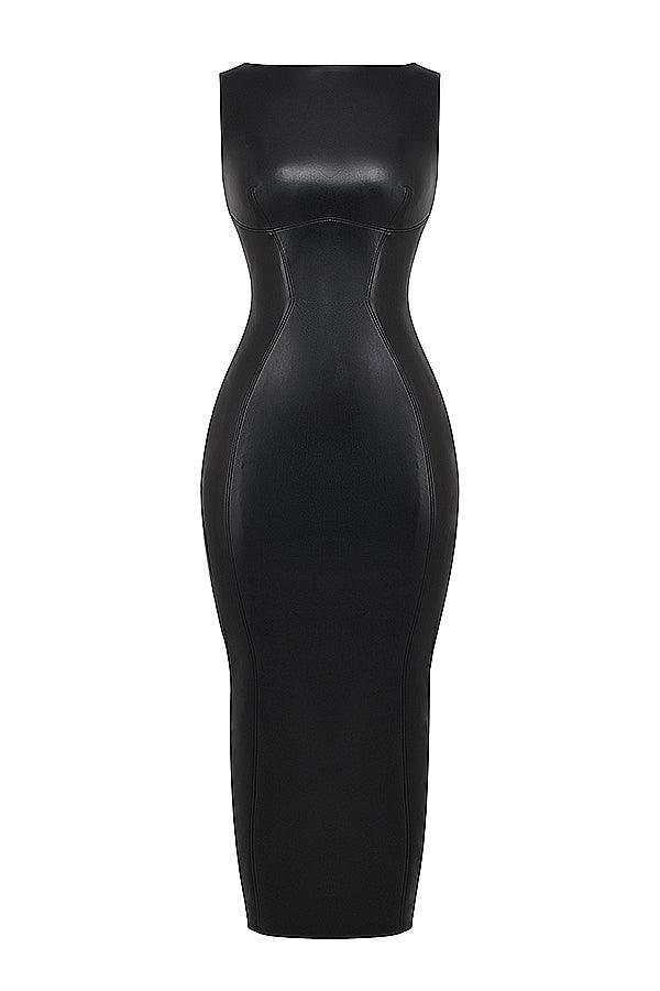 Robe maxi en cuir luxe - Élégante et audacieuse - Projet Paris - Tissu de haute qualité