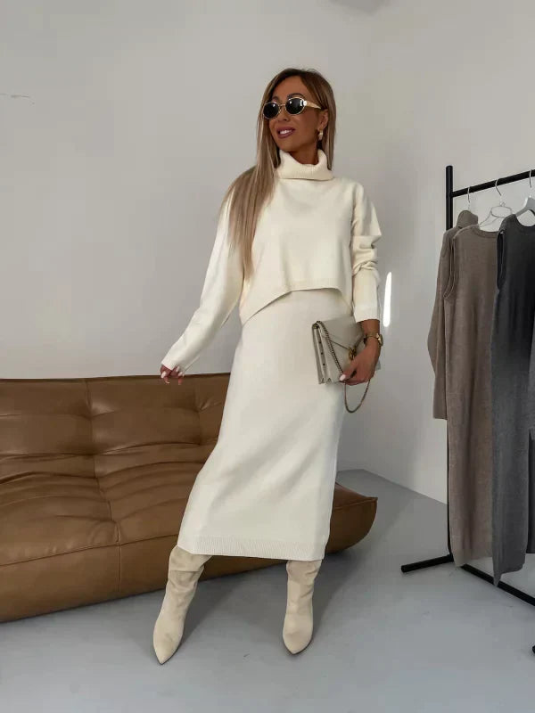 Solange | Robe avec col roulé assorti