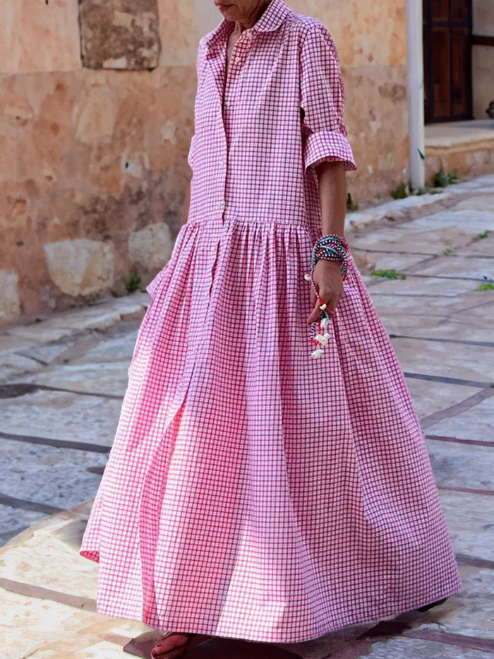 Robe longue patchwork à manches longues pour femmes - Design unique - Projet Paris