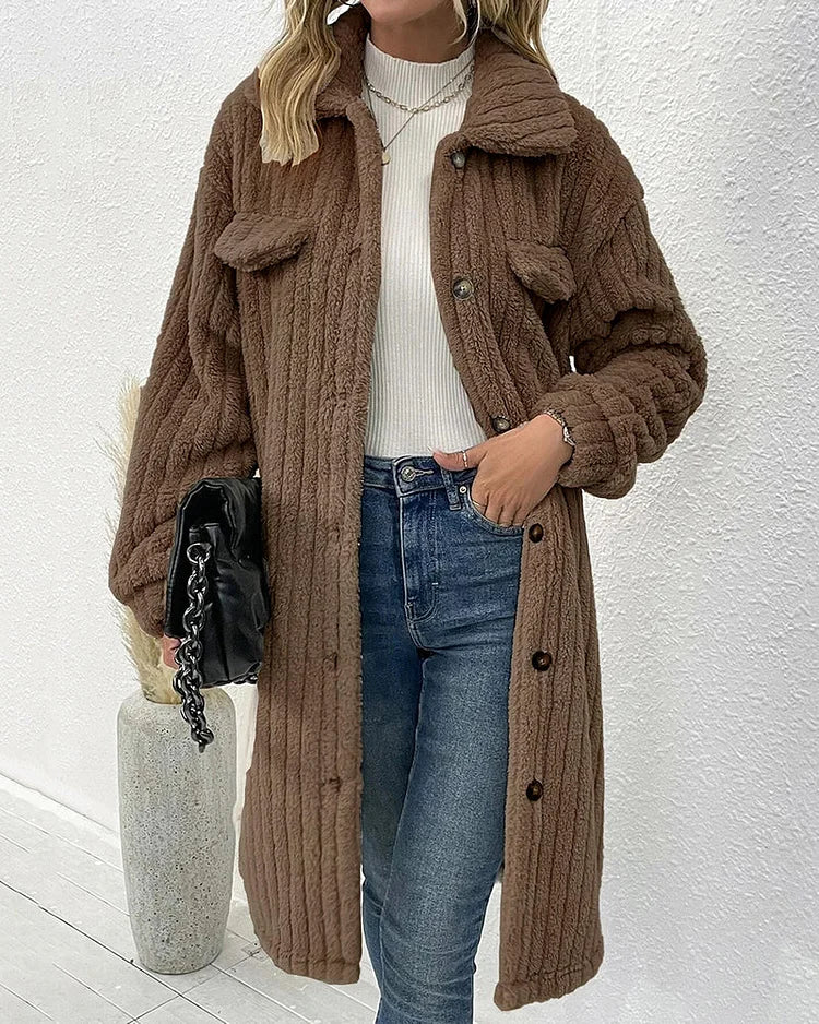 Aurora - manteau d'hiver confortable en peluche à simple boutonnage