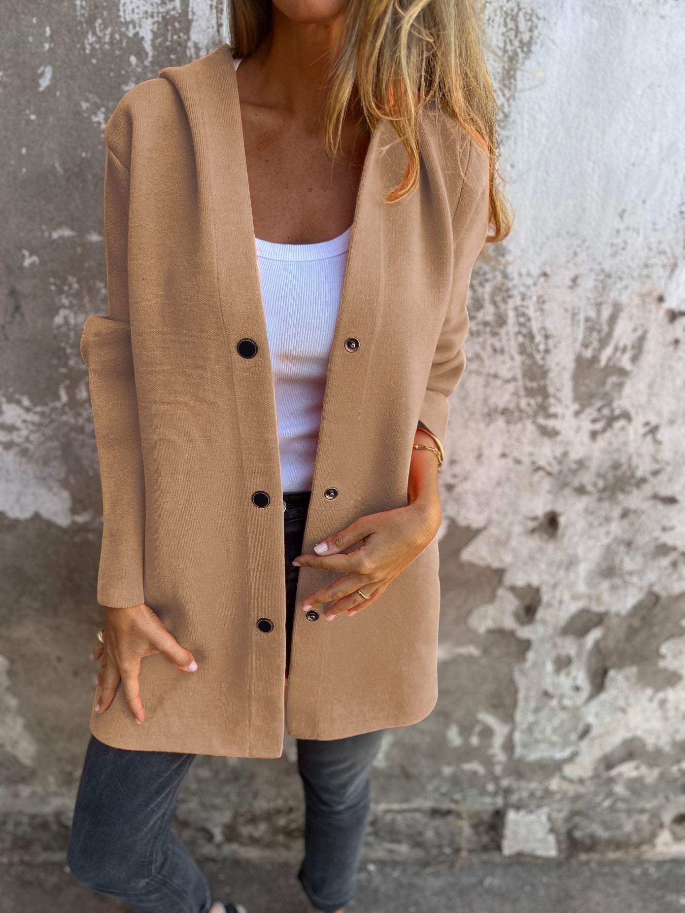 Veste casual à capuche pour femme