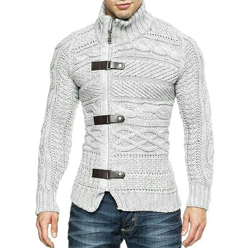 Gilet urbain Boaz - Cardigan en maille avec détails en cuir