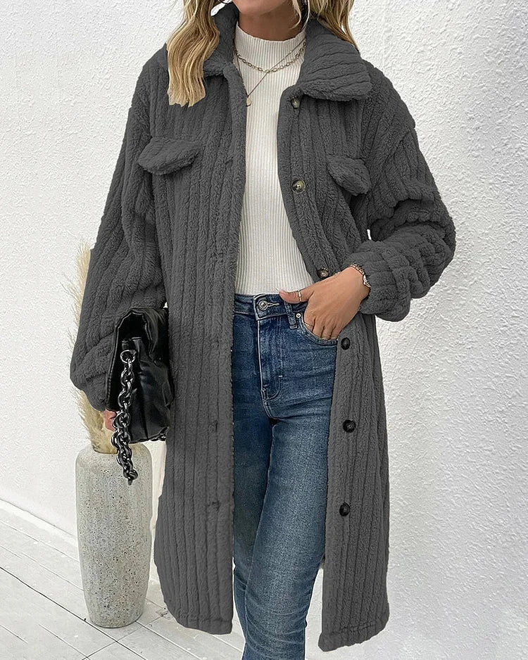 Aurora - manteau d'hiver confortable en peluche à simple boutonnage