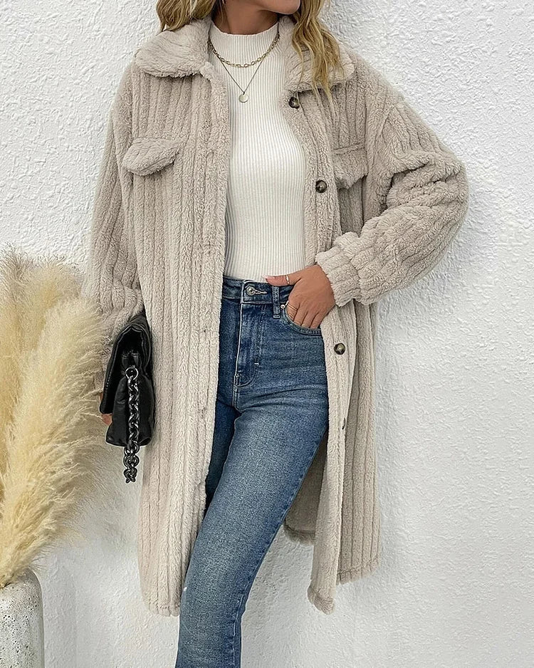 Aurora - manteau d'hiver confortable en peluche à simple boutonnage
