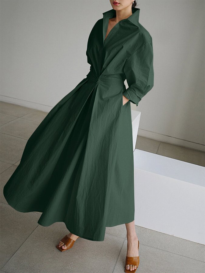 Robe maxi à manches longues avec boutons – Élégante et décontractée – Projet Paris – Idéale pour l'été