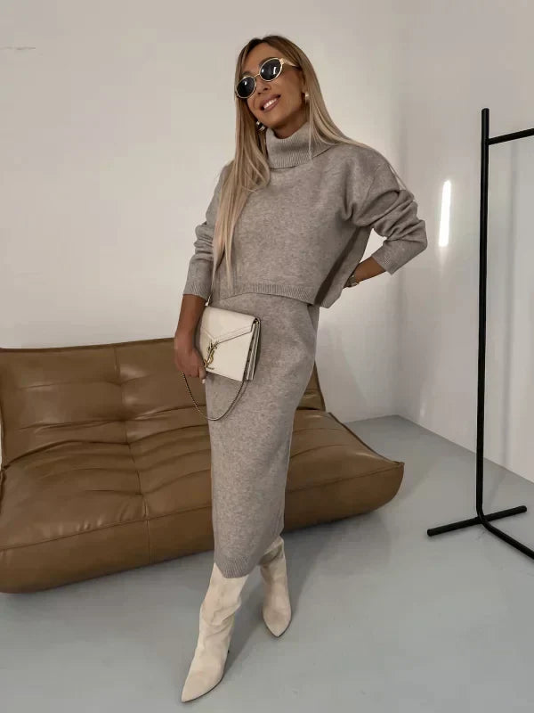 Solange | Robe avec col roulé assorti