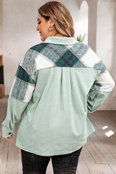 Karinaz | Veste à carreaux grande taille avec boutons-pression et poches – Élégance et praticité