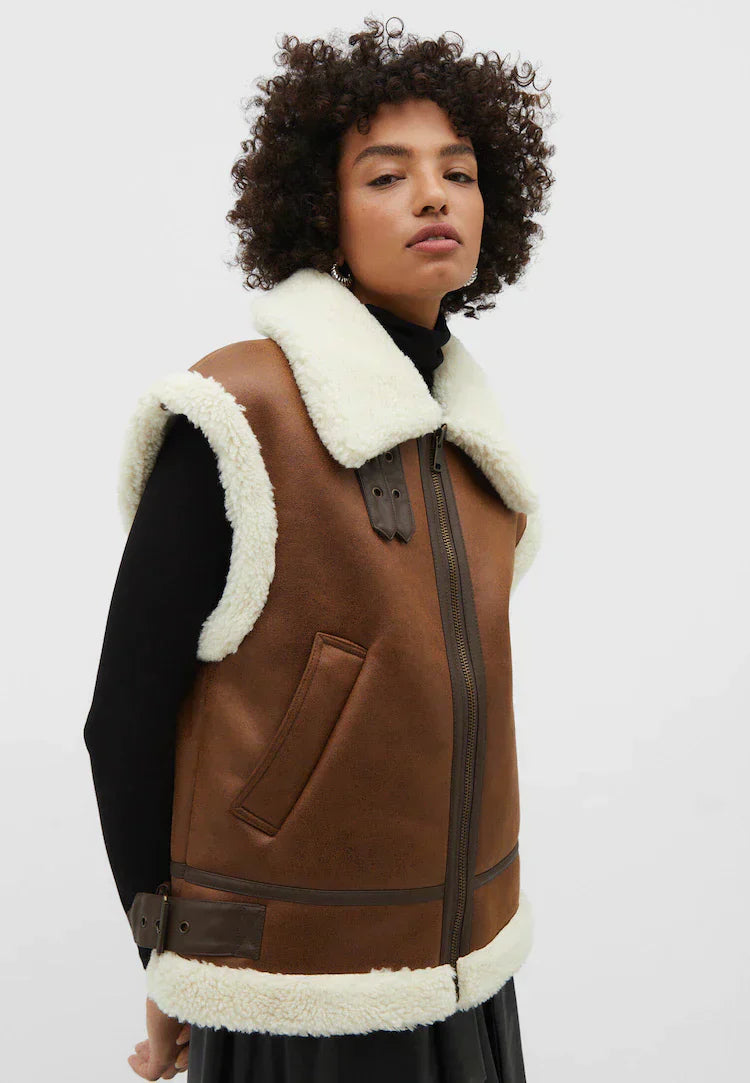 Bodywarmer en cuir de Jade - Chaud et tendance