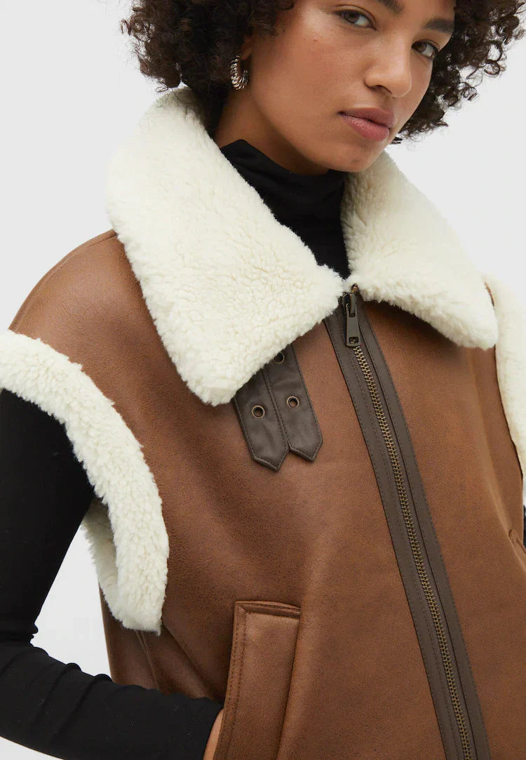 Bodywarmer en cuir de Jade - Chaud et tendance