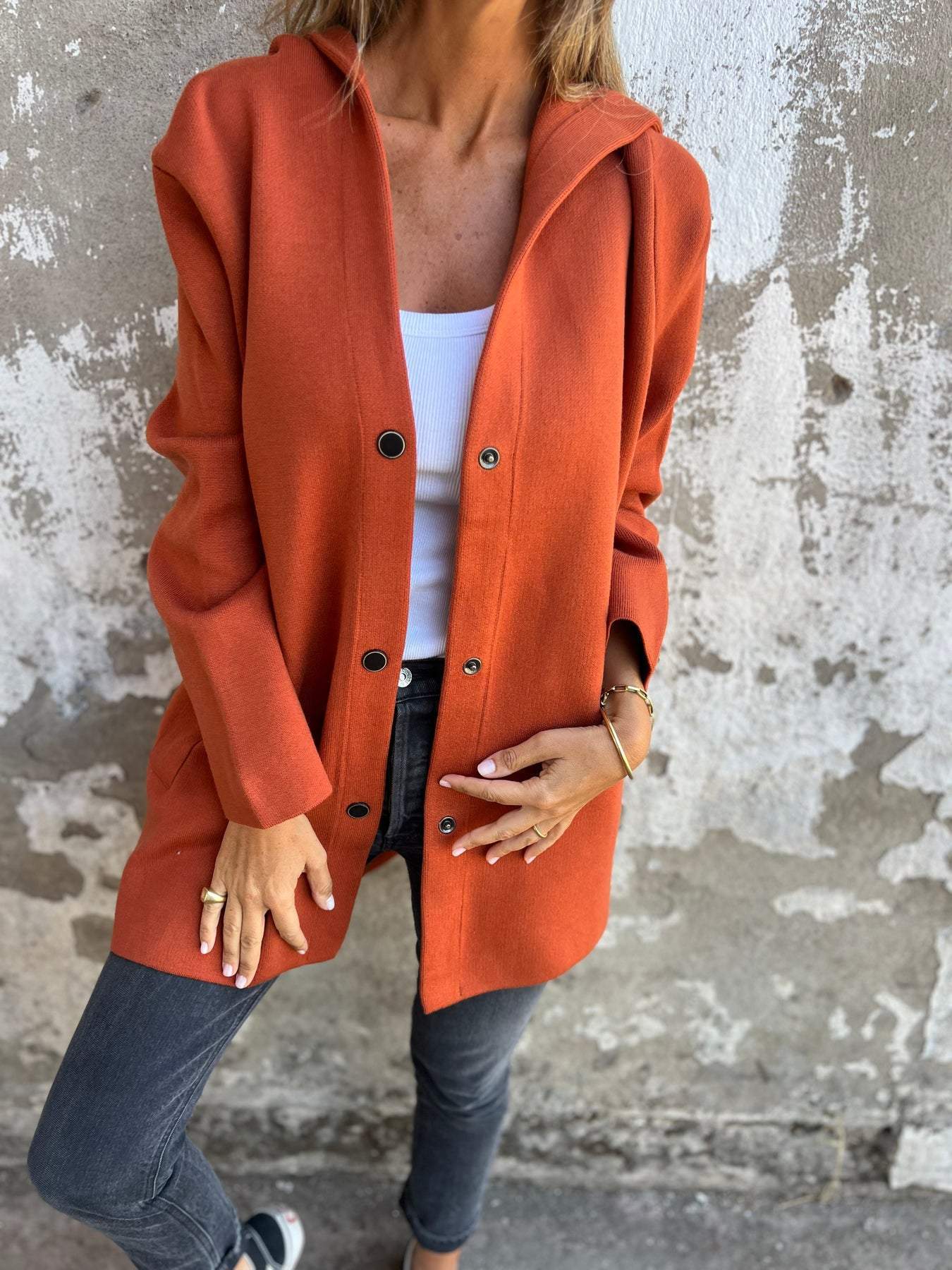 Veste casual à capuche pour femme