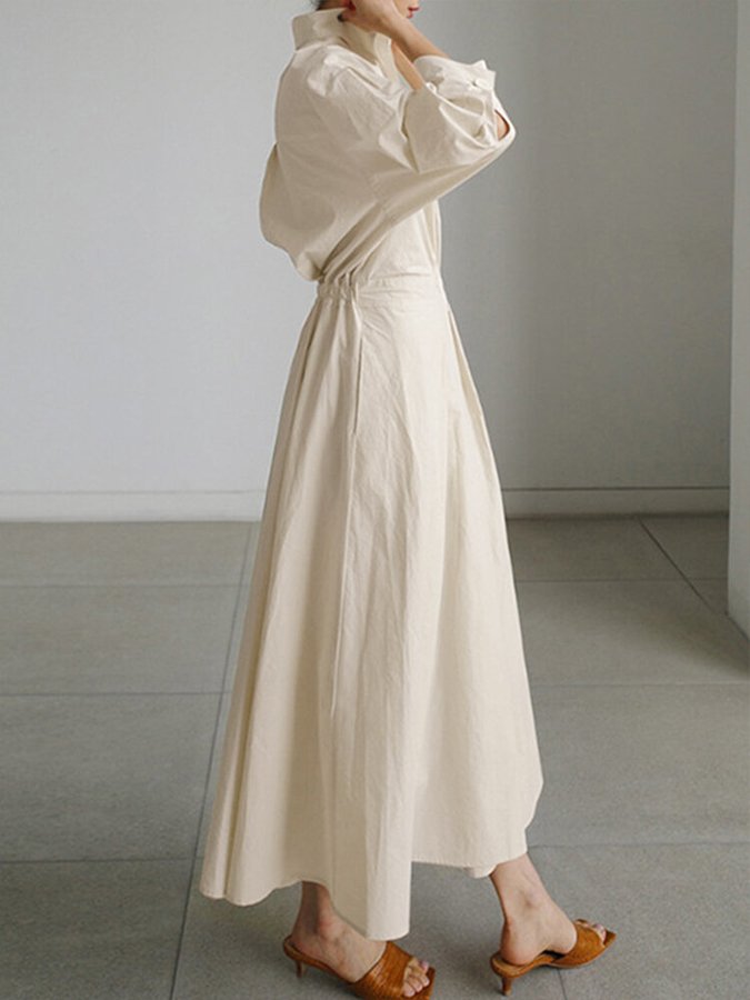 Robe maxi à manches longues avec boutons – Élégante et décontractée – Projet Paris – Idéale pour l'été