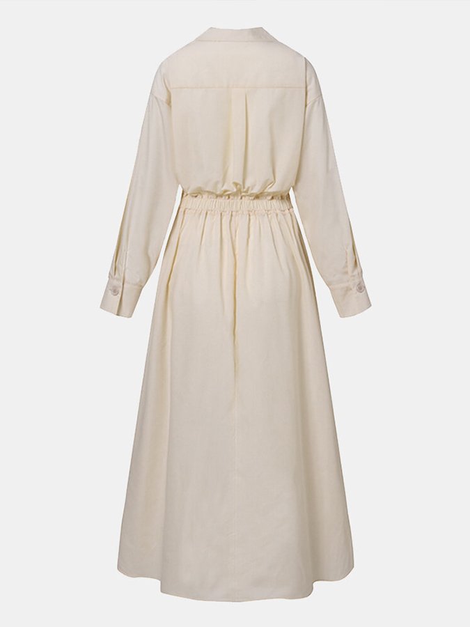 Robe maxi à manches longues avec boutons – Élégante et décontractée – Projet Paris – Idéale pour l'été