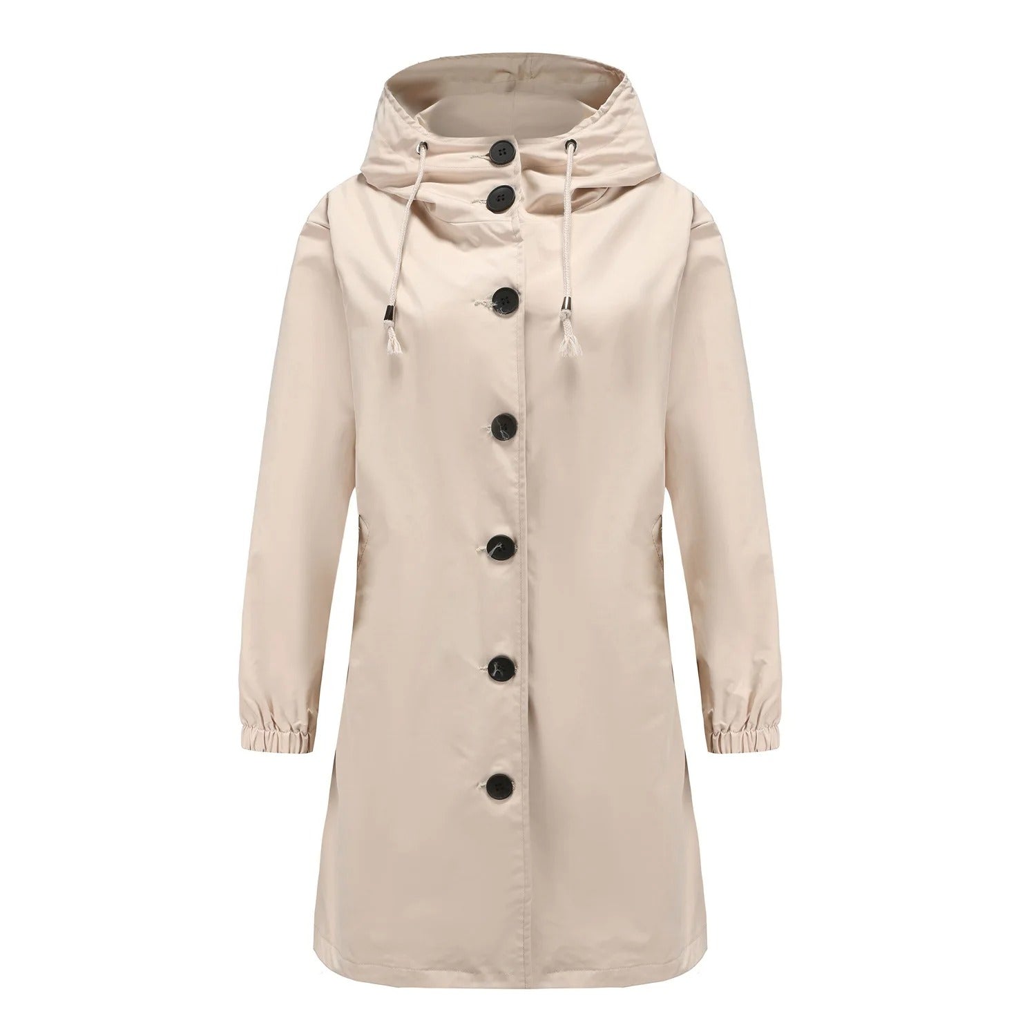 Veste de pluie pour femmes avec capuchon et fermeture à boutons