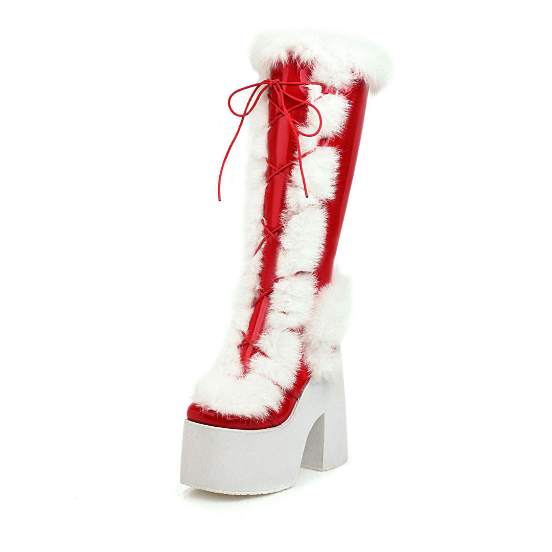 Jeanne | Bottes à Talons Hauts avec Plateforme et Doublure en Fourrure pour Femme