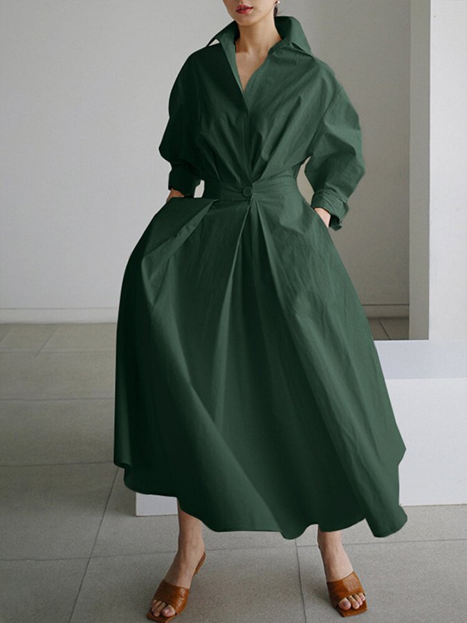 Robe maxi à manches longues avec boutons – Élégante et décontractée – Projet Paris – Idéale pour l'été