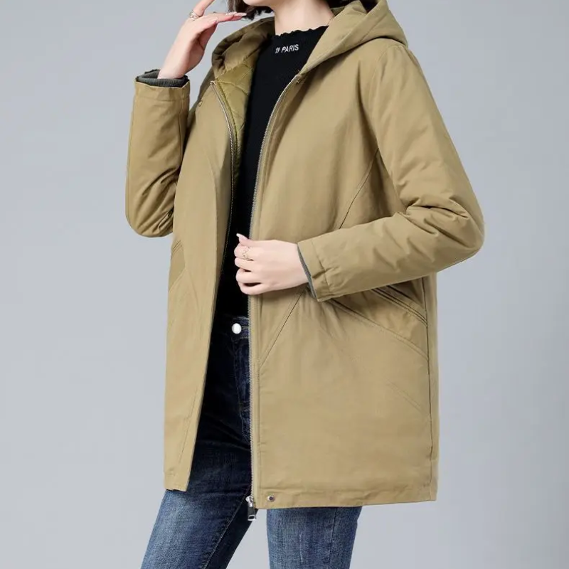 Adélise | Veste Hiver Femme Slim Fit Matelassée avec Capuche et Fermeture Éclair – Confort et Élégance