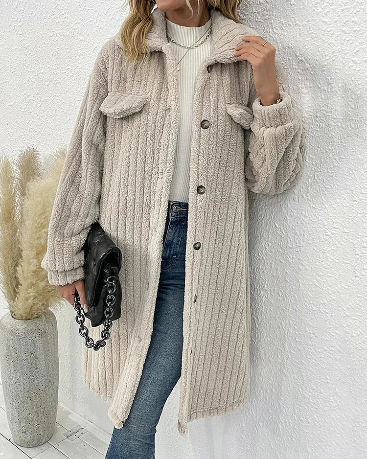 Aurora - manteau d'hiver confortable en peluche à simple boutonnage
