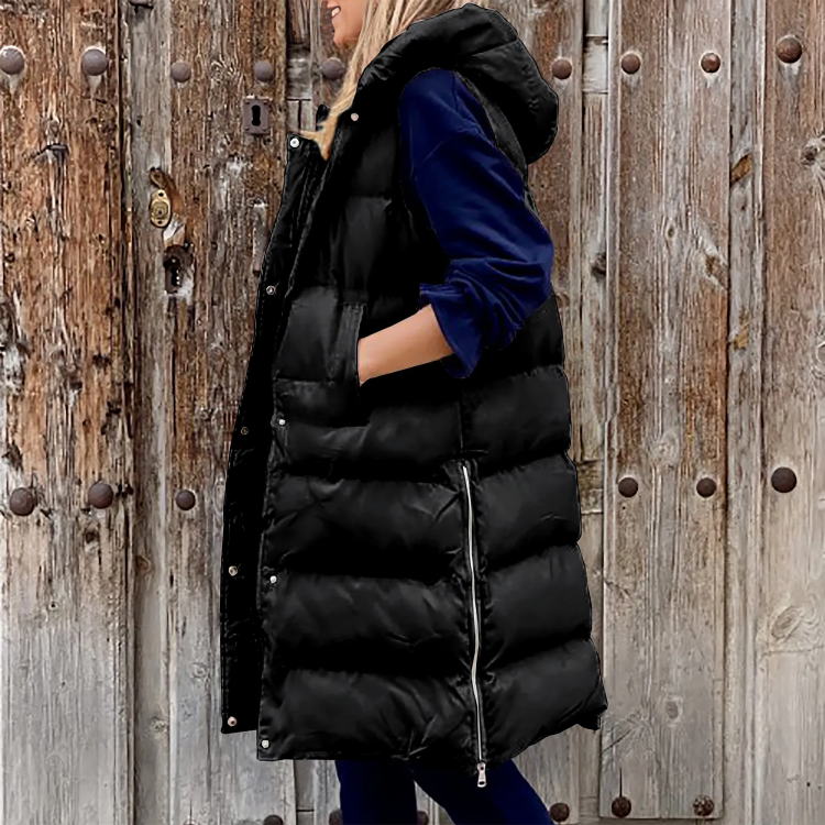 Gilet rembourré avec capuche pour femme
