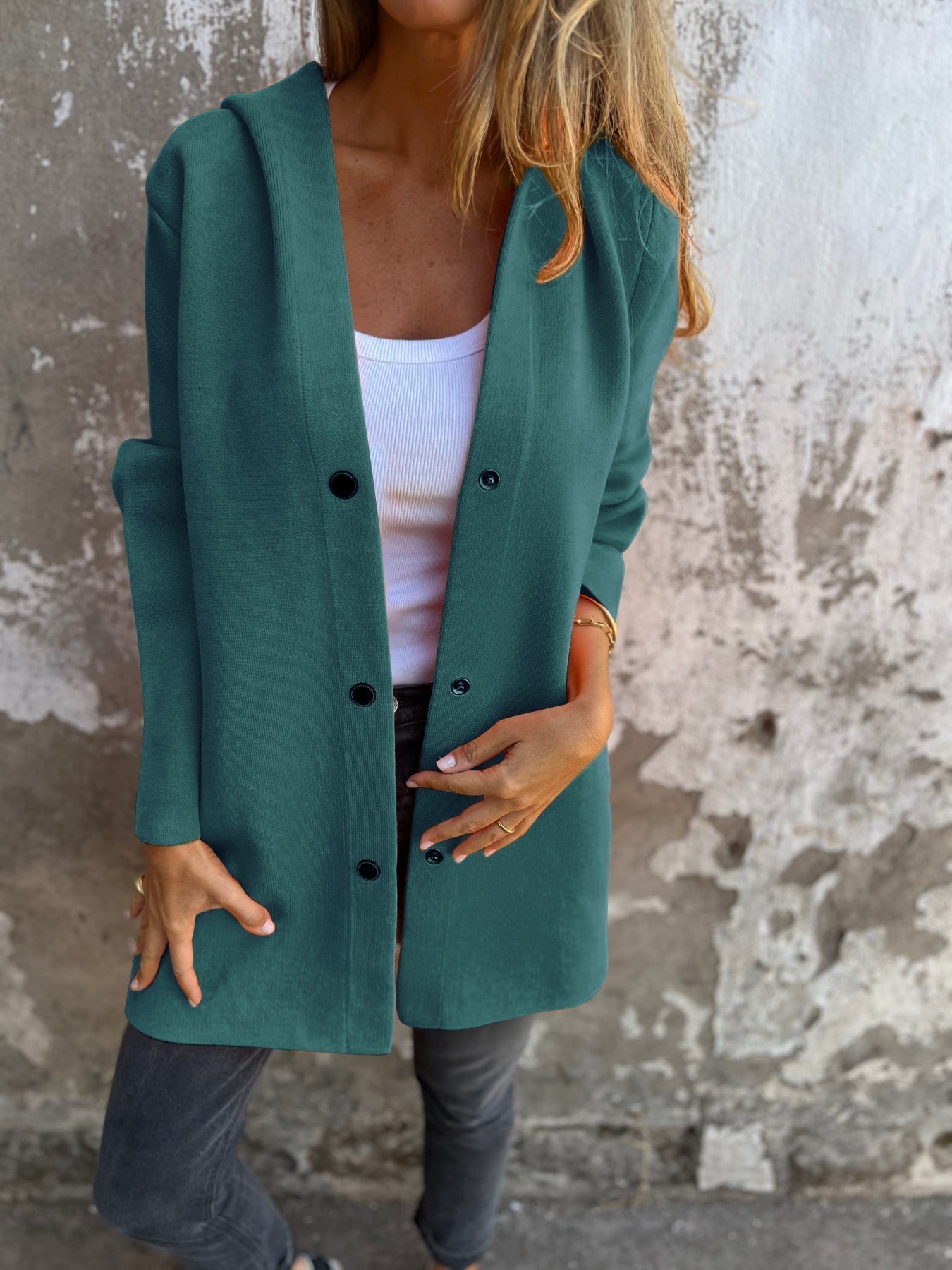 Veste casual à capuche pour femme