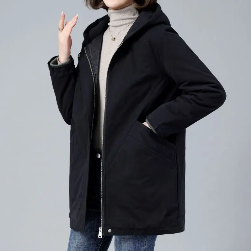 Adélise | Veste Hiver Femme Slim Fit Matelassée avec Capuche et Fermeture Éclair – Confort et Élégance