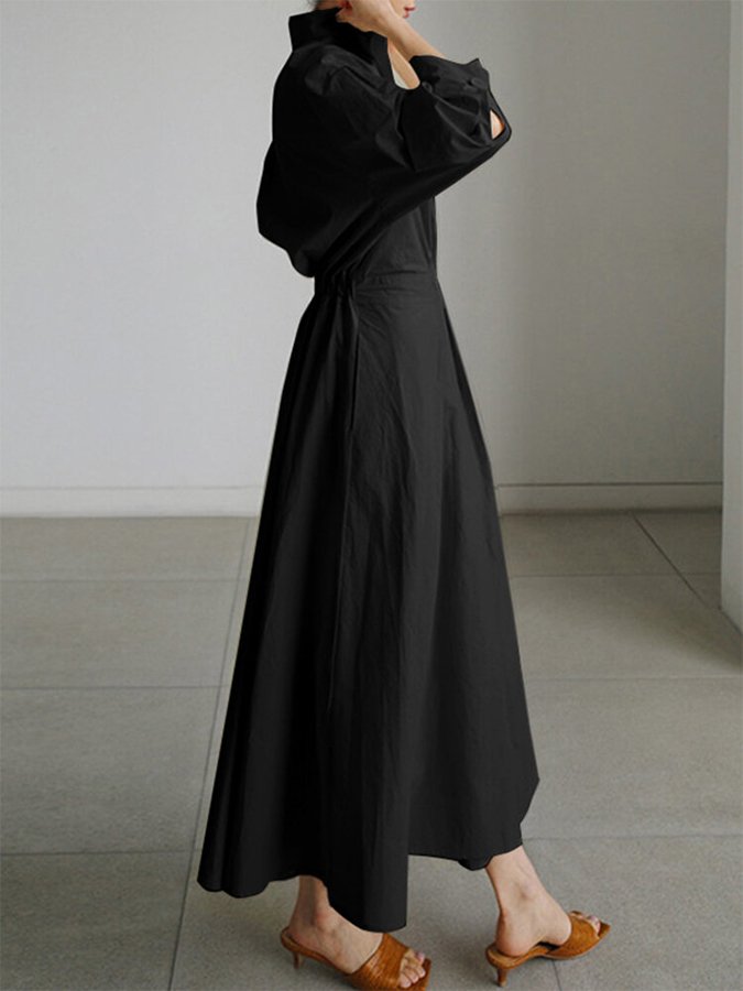 Robe maxi à manches longues avec boutons – Élégante et décontractée – Projet Paris – Idéale pour l'été