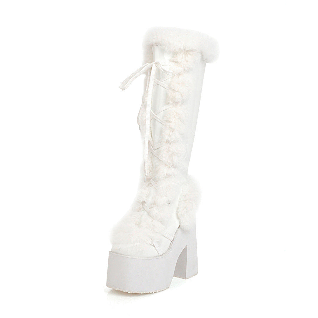 Jeanne | Bottes à Talons Hauts avec Plateforme et Doublure en Fourrure pour Femme