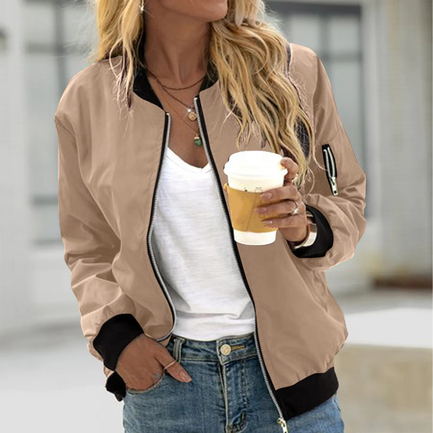 Veste d'été à fermeture éclair pour femmes