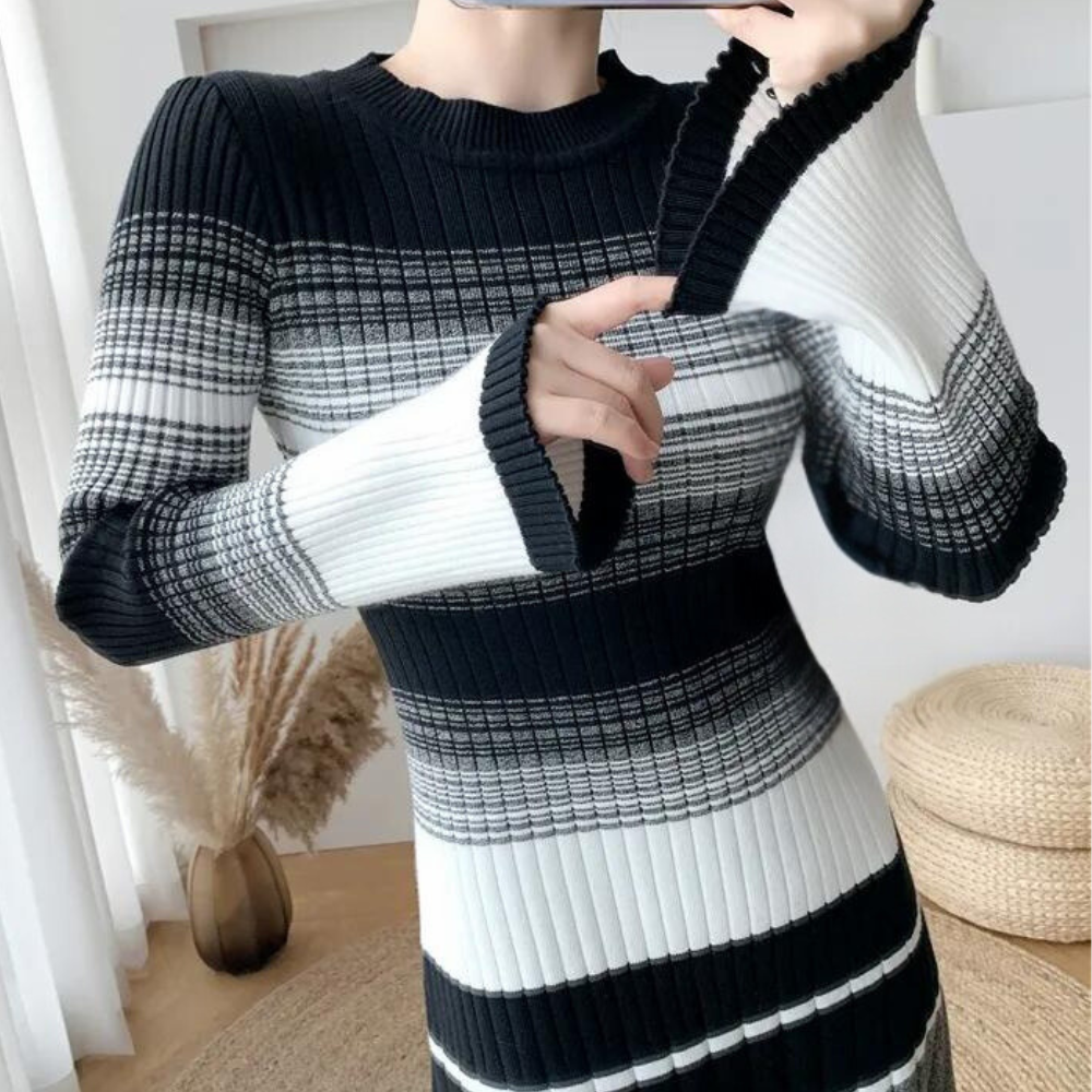 Robe rayée décontractée et élégante pour femmes - Chic et polyvalente - Projet Paris