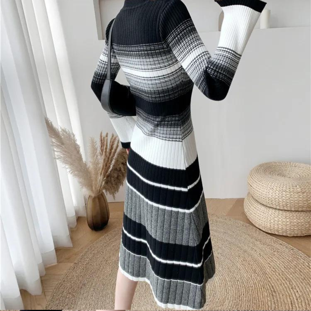 Robe rayée décontractée et élégante pour femmes - Chic et polyvalente - Projet Paris