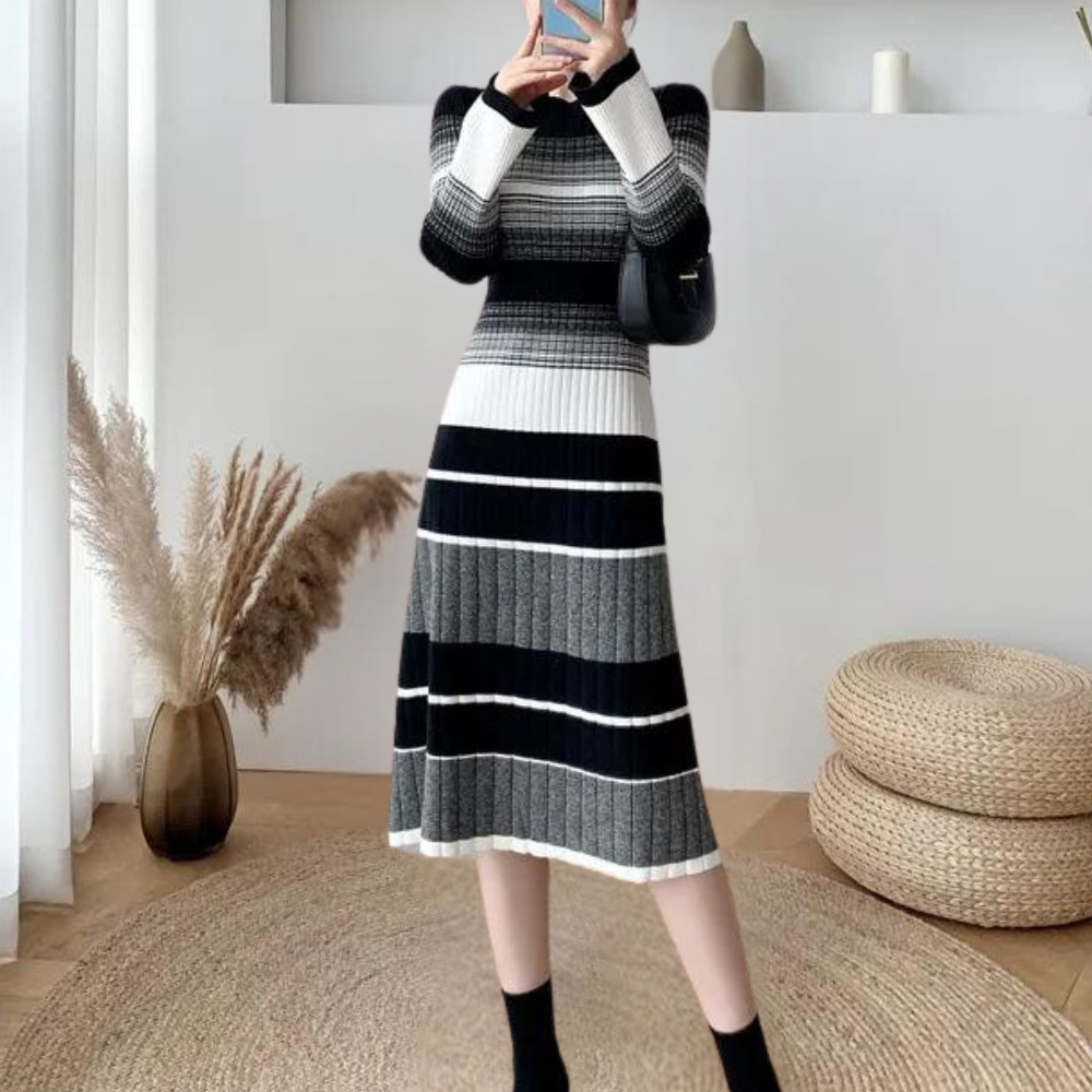 Robe rayée décontractée et élégante pour femmes - Chic et polyvalente - Projet Paris