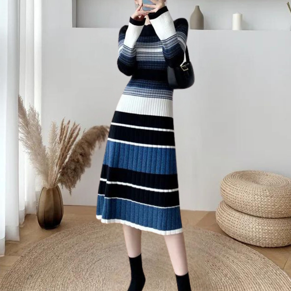 Robe rayée décontractée et élégante pour femmes - Chic et polyvalente - Projet Paris