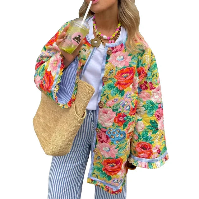 Ange - Manteau d'été léger à imprimé floral
