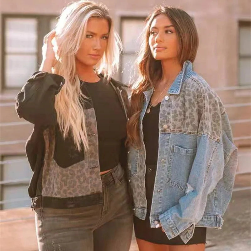 Farrah - Veste en jean élégante avec imprimé léopard