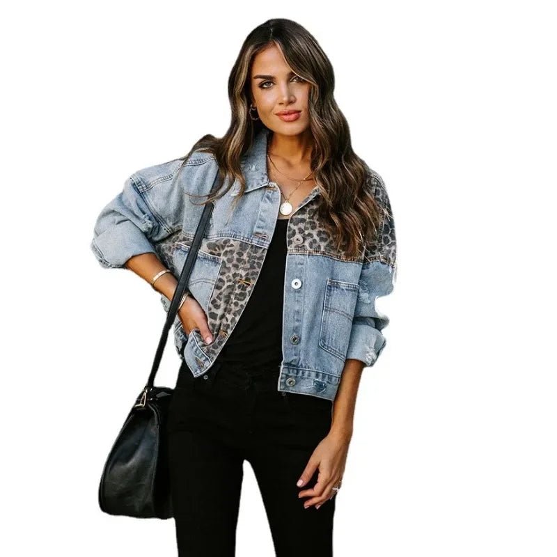 Makenna - Veste en jean léopard élégante