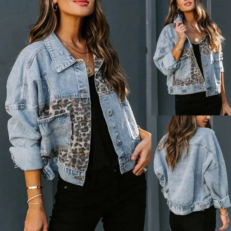 Makenna - Veste en jean léopard élégante