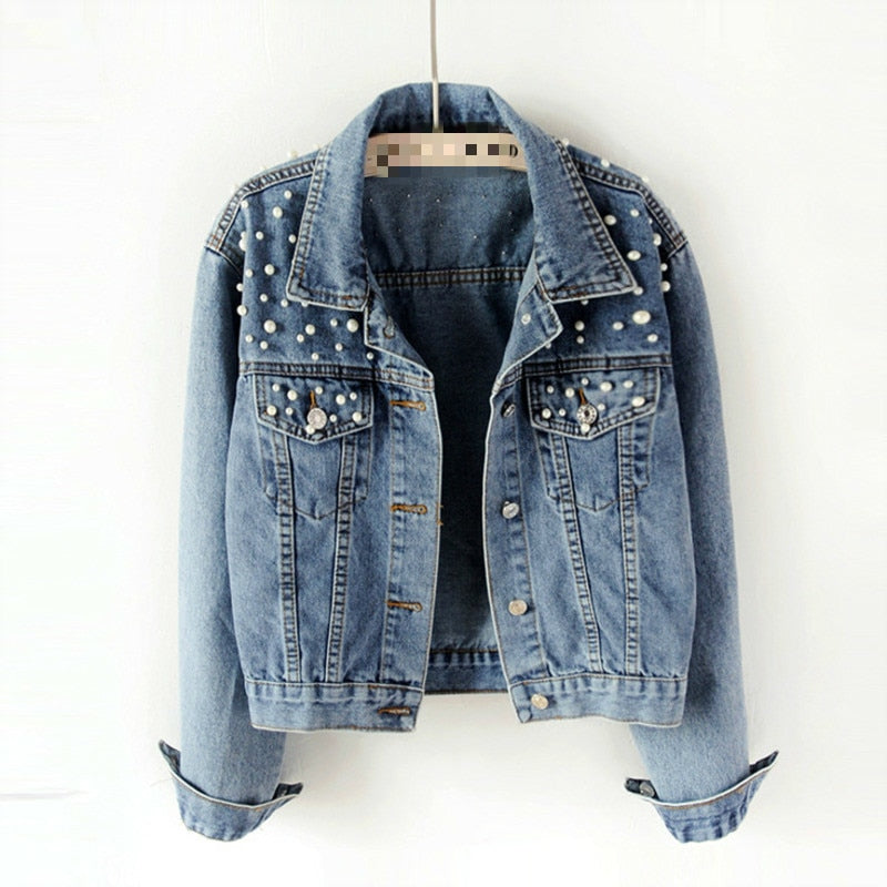 Ginny - veste en jean décontractée avec perles
