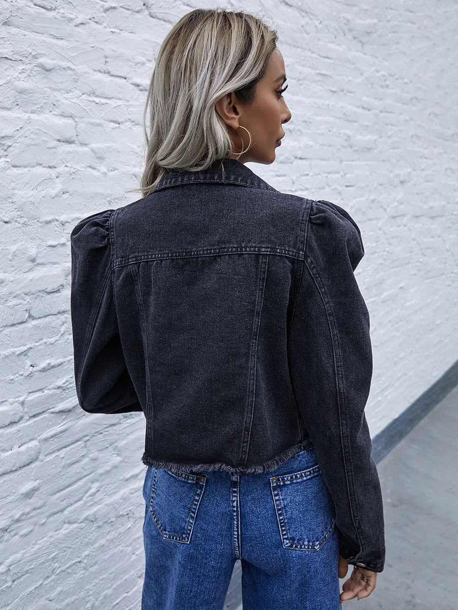 Jalilah - Jas en denim bouchonné