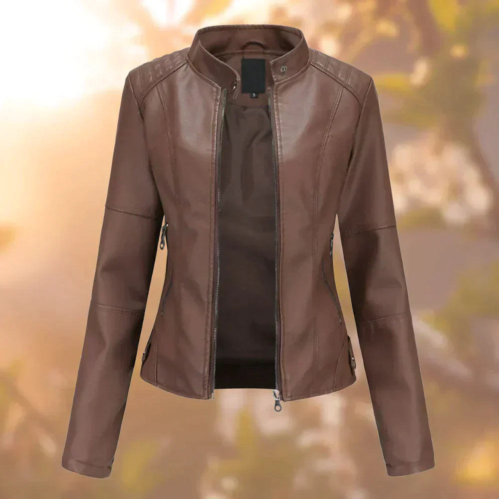 Veste en cuir surdimensionnée pour femme