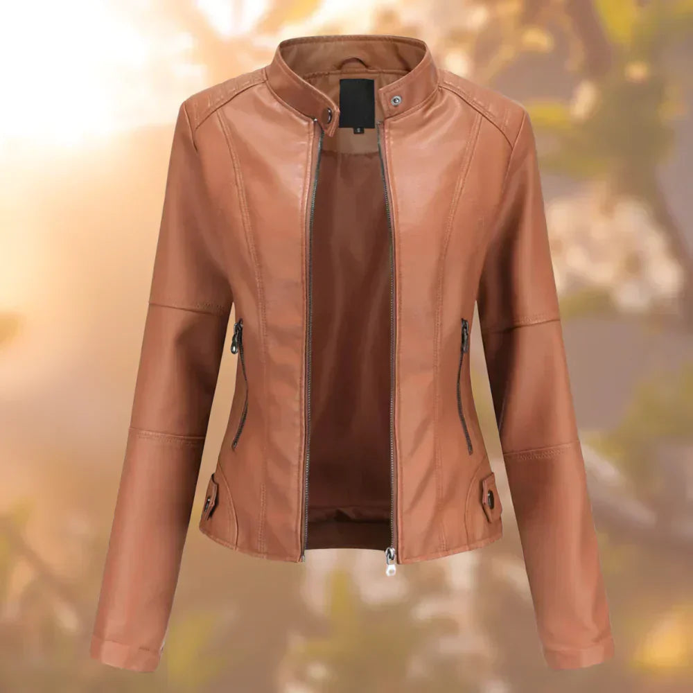 Veste en cuir surdimensionnée pour femme