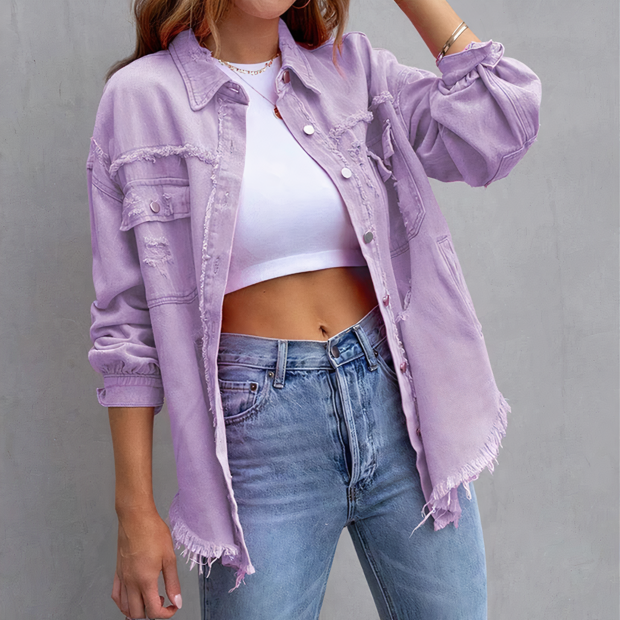 Alana - veste décontractée en jean déchiré chic