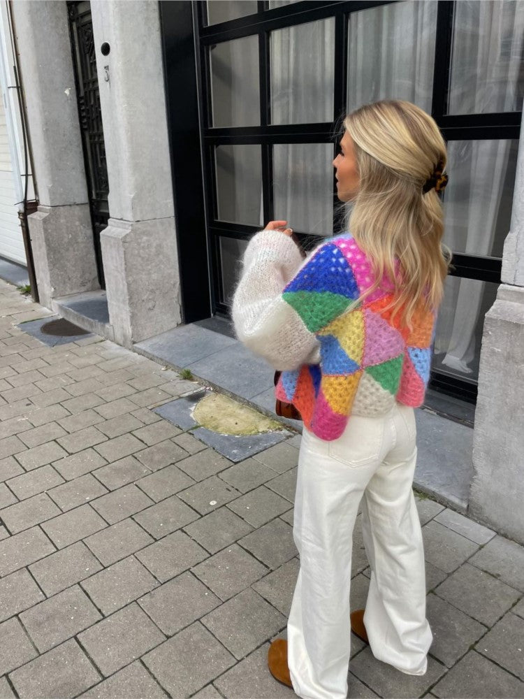Sophie - Cardigan en patchwork coloré pour femmes
