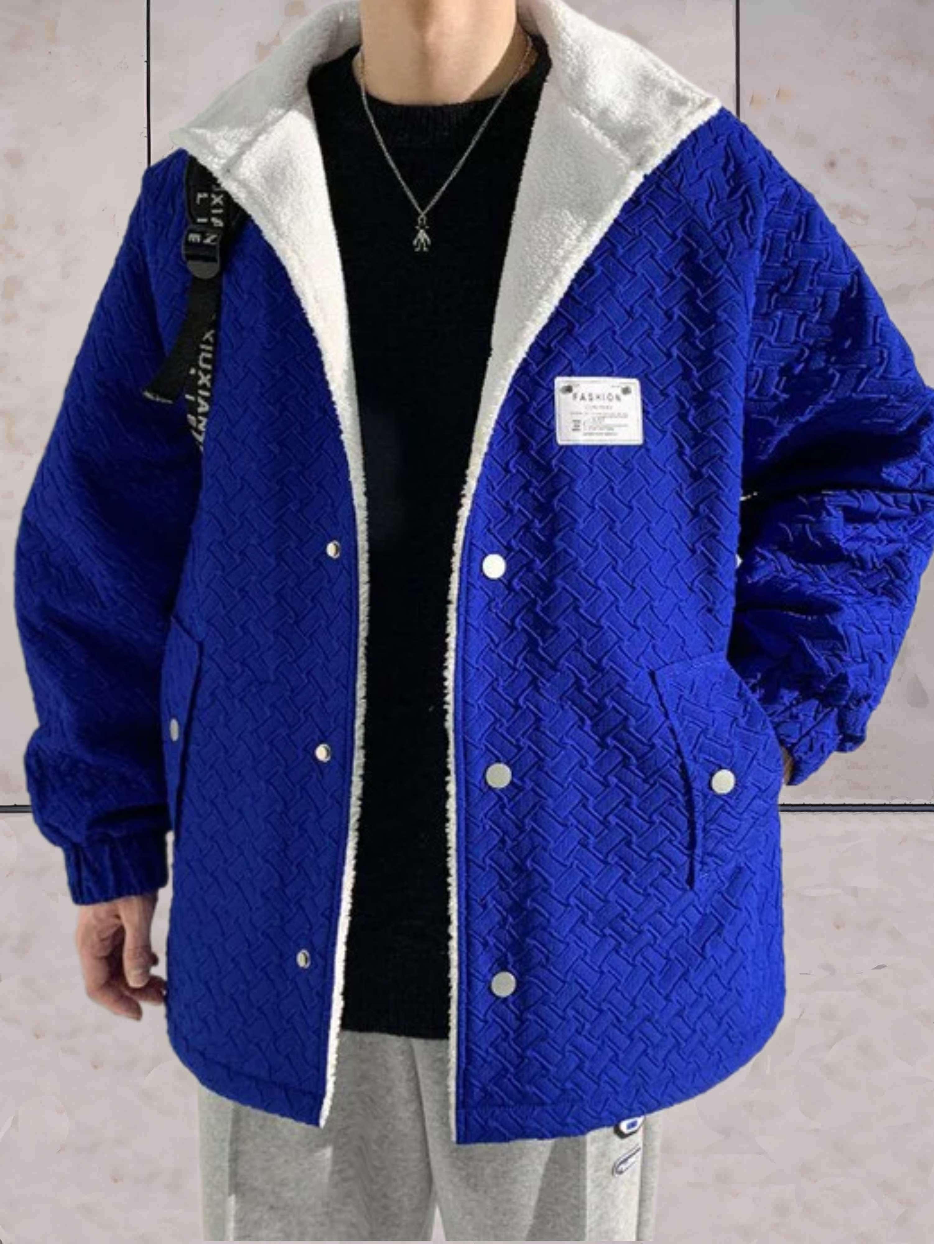 Elias - Veste polaire matelassée épaisse et chaude avec poches et fermeture boutonnée