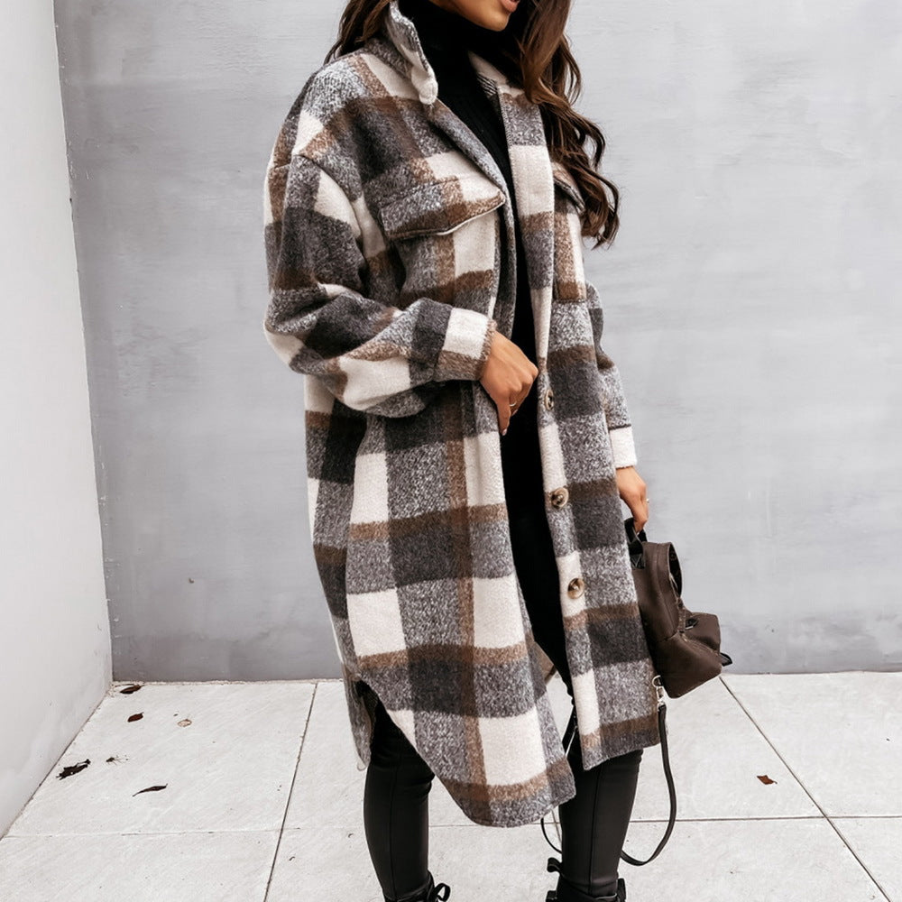 Manteau long en laine pour femme