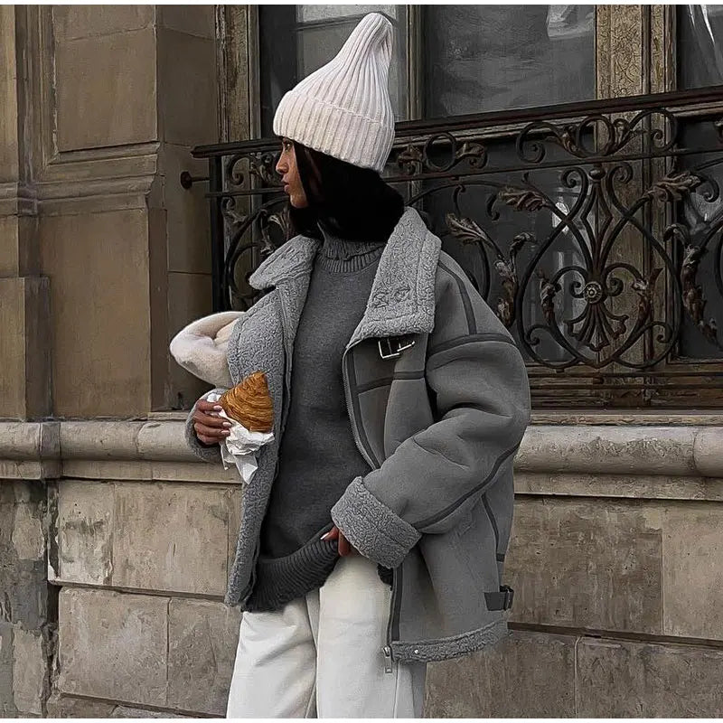 Manteau d'hiver douillet à col inversé
