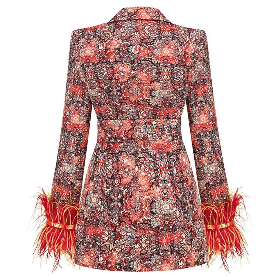 Iris – Robe Blazer avec Plumes